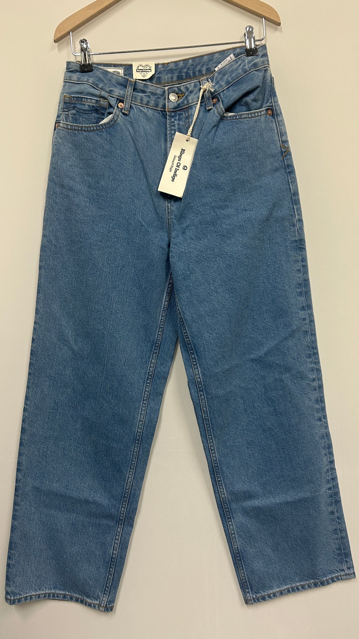 Jean droit en coton bio et recyclé | bleu 'liora cropped clean holo mid vintage'