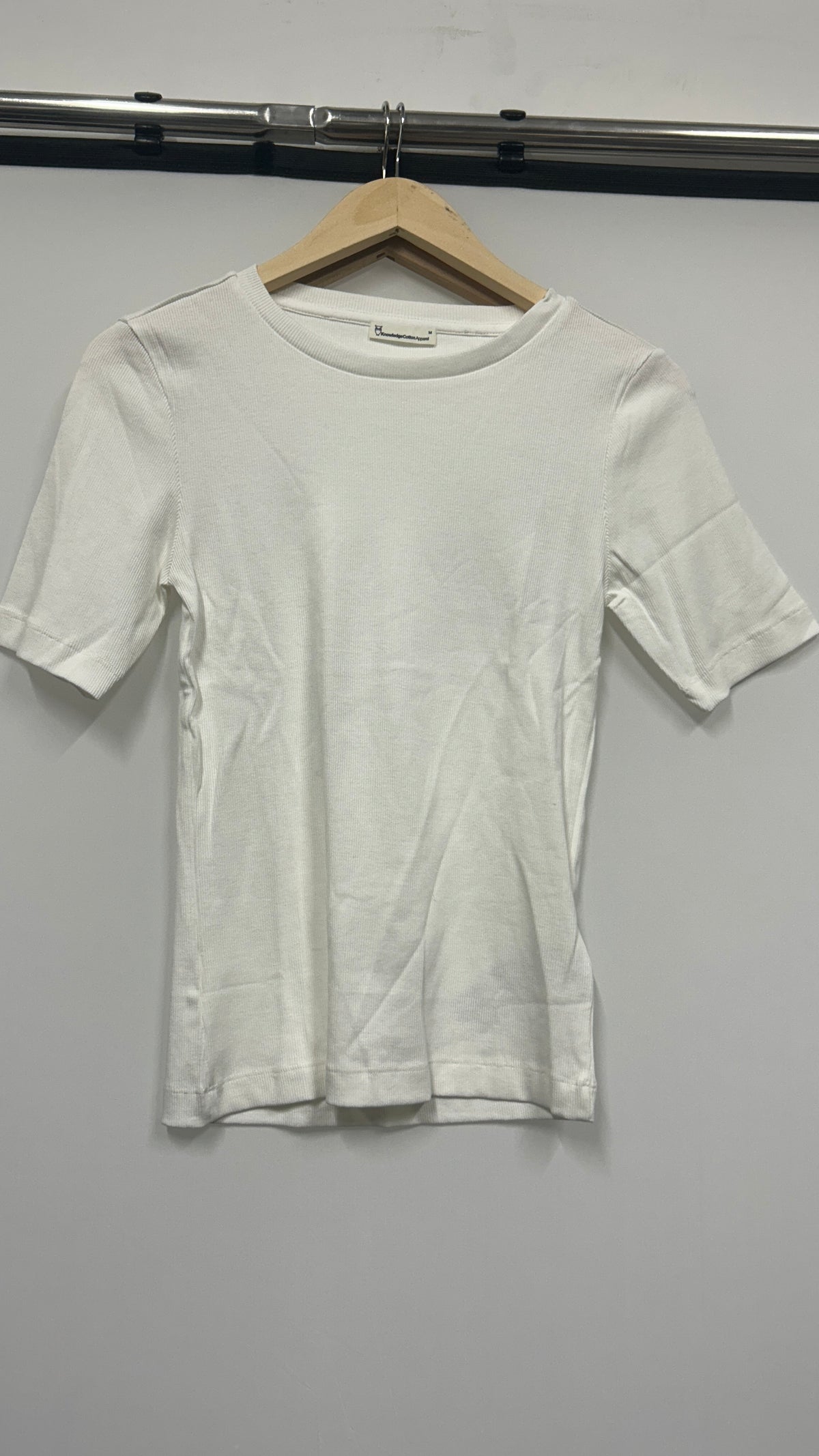 T-shirt côtelé en coton bio | écru 'rib t-shirt star white'
