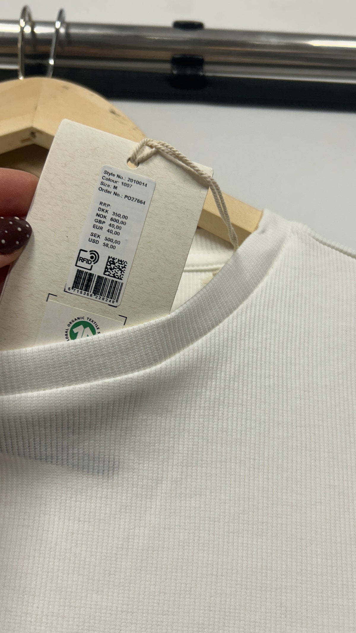 T-shirt côtelé en coton bio | écru 'rib t-shirt star white'