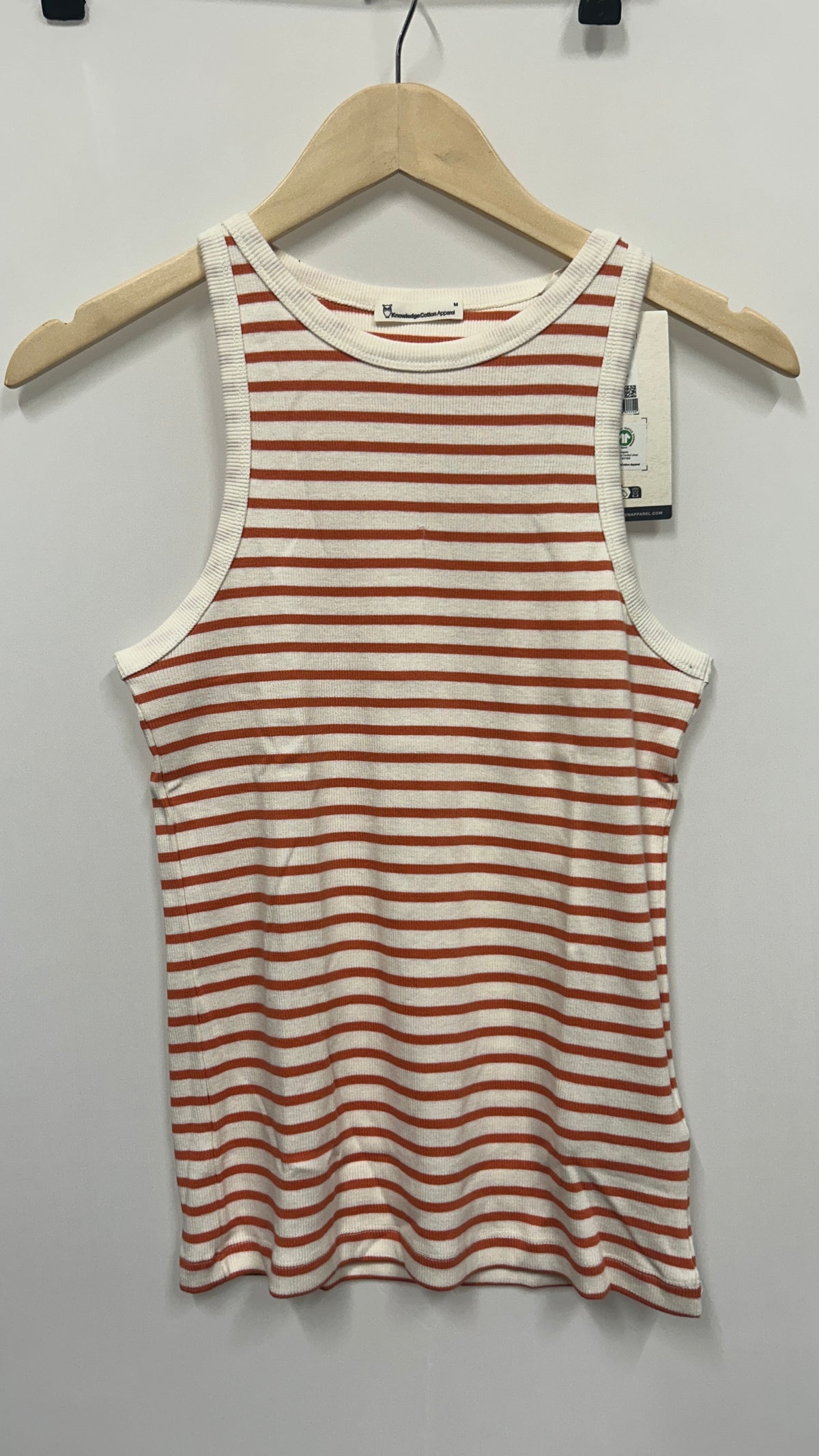 Débardeur en coton biologique | rouge 'striped racer rib top - red stripe'