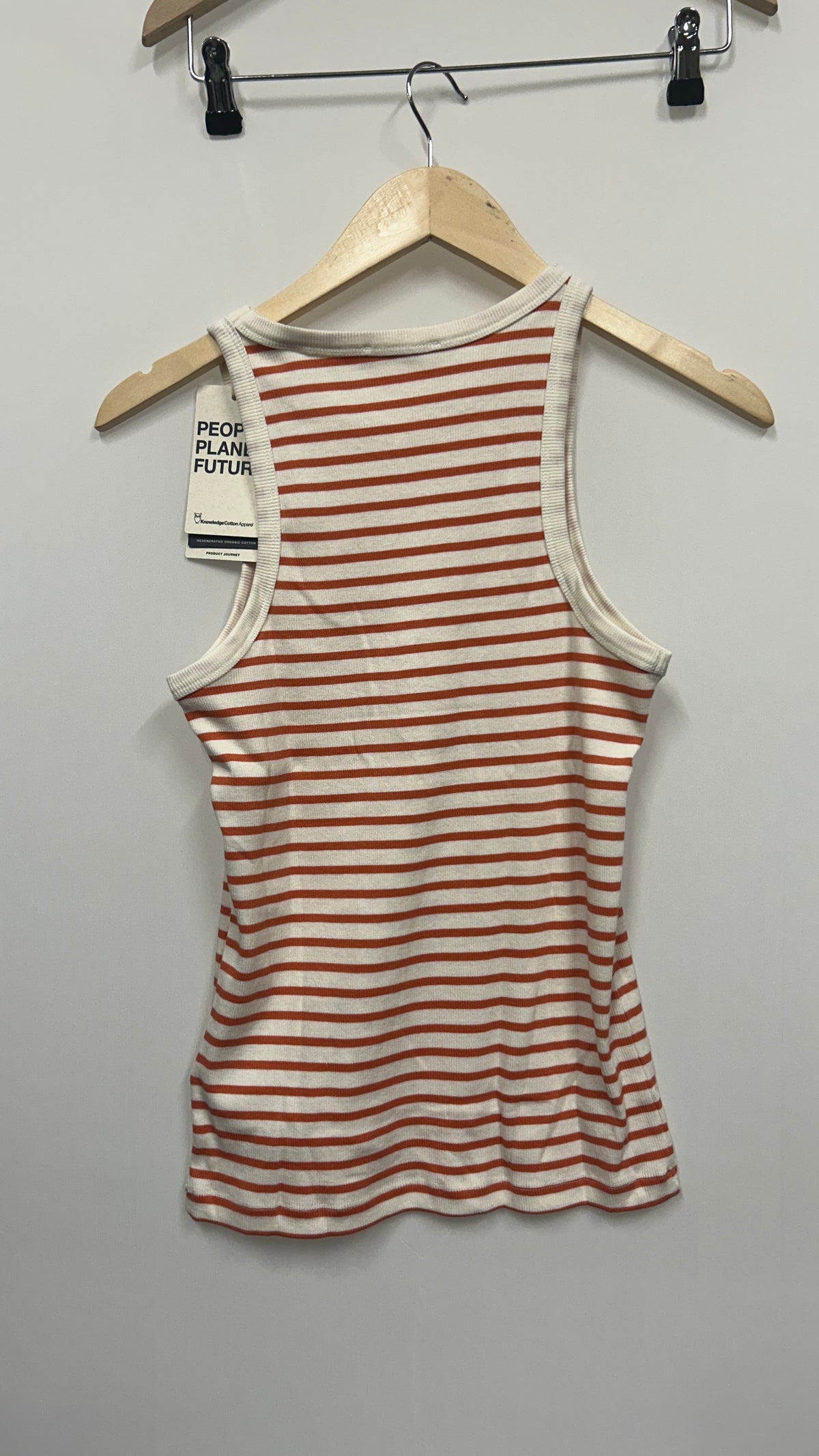 Débardeur en coton biologique | rouge 'striped racer rib top - red stripe'
