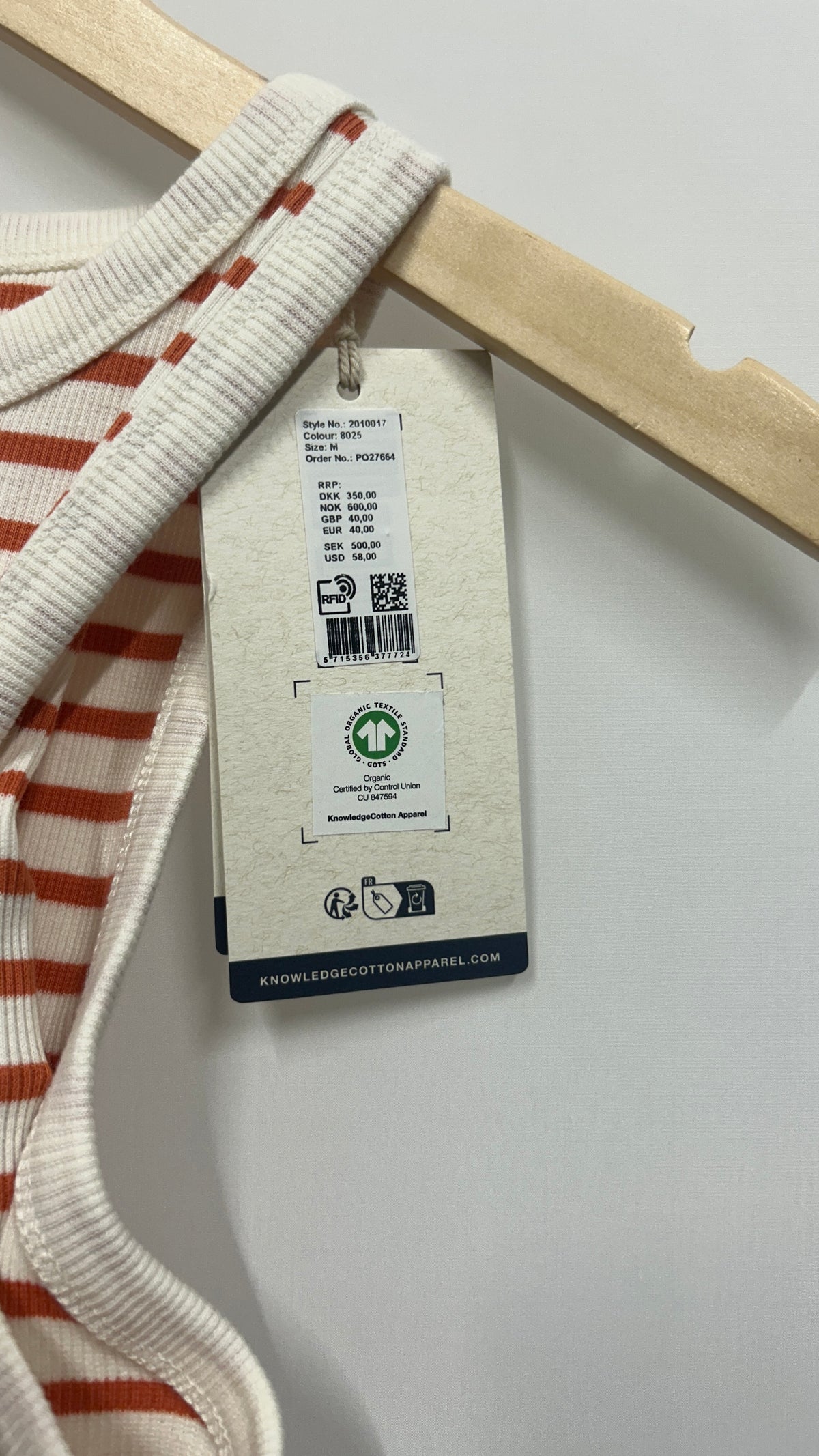 Débardeur en coton biologique | rouge 'striped racer rib top - red stripe'
