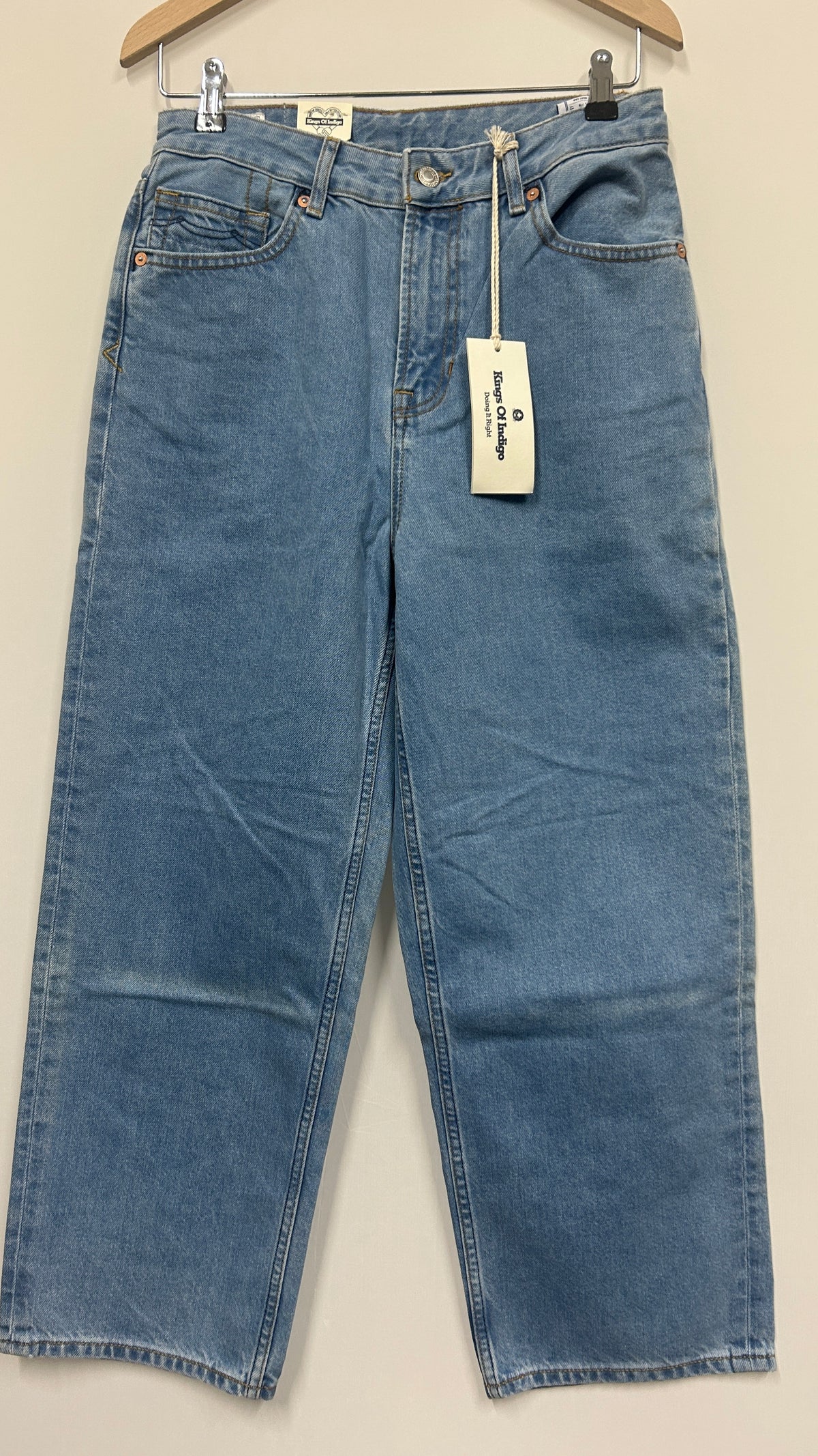 Jean droit en coton bio et recyclé | bleu 'liora cropped clean holo mid vintage'