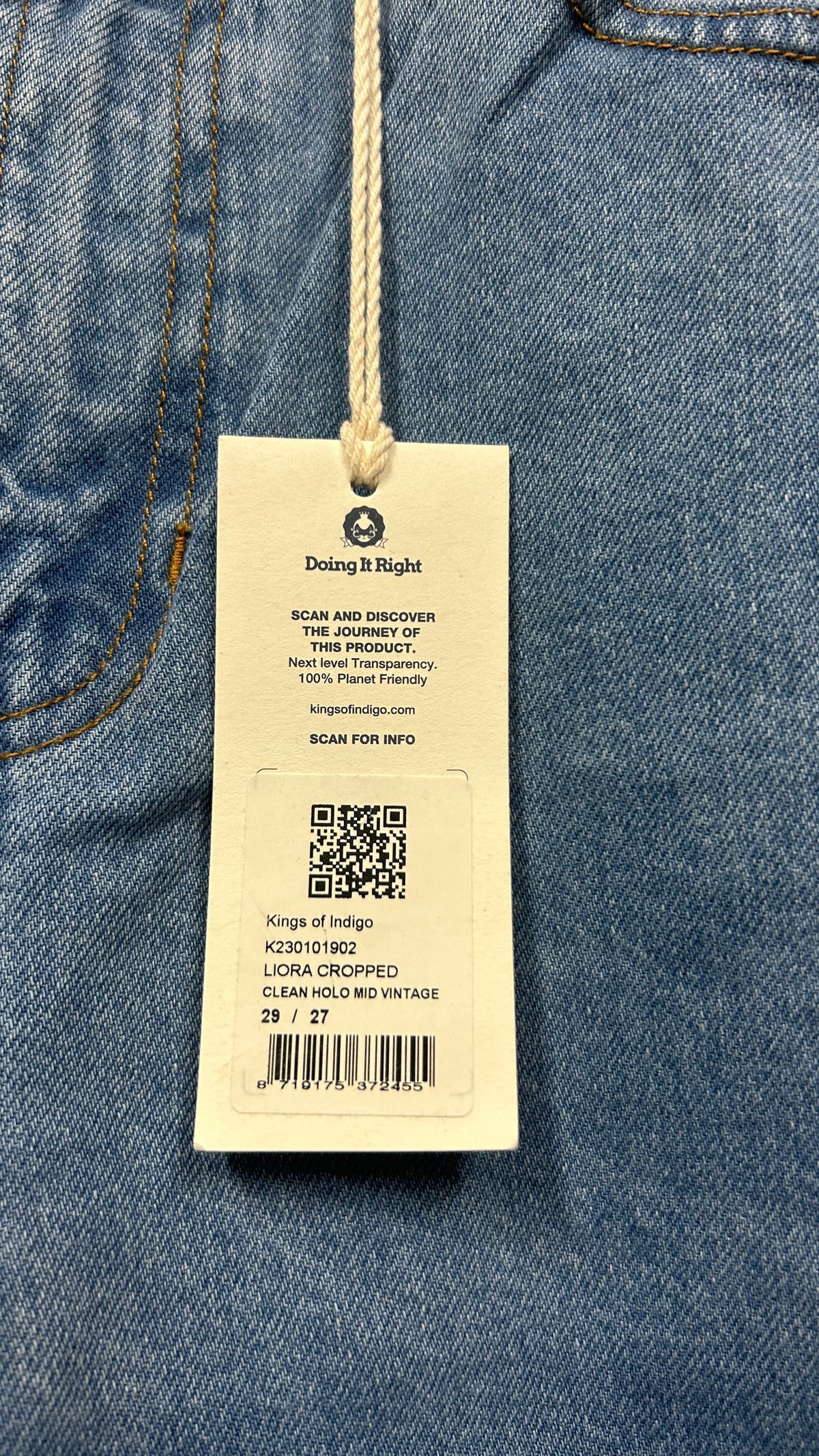 Jean droit en coton bio et recyclé | bleu 'liora cropped clean holo mid vintage'