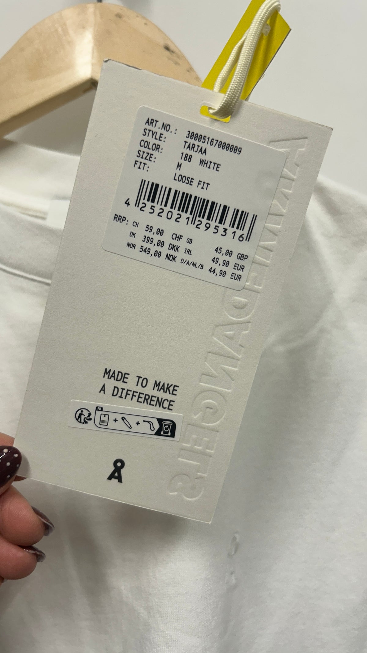 T-shirt en coton bio et recyclé | blanc 'tarjaa white'