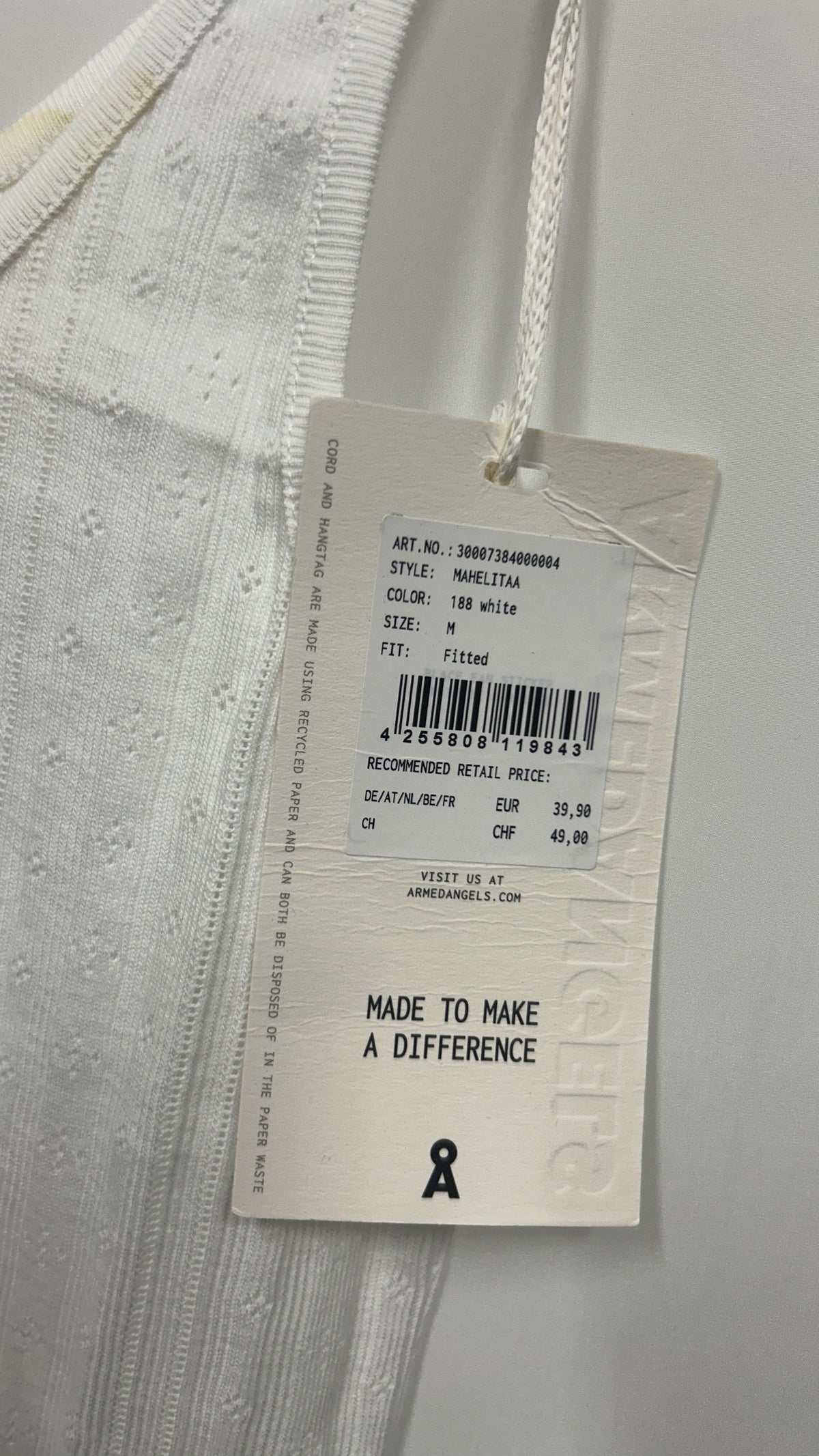 Débardeur pointelle en coton biologique | blanc 'mahelitaa - white'