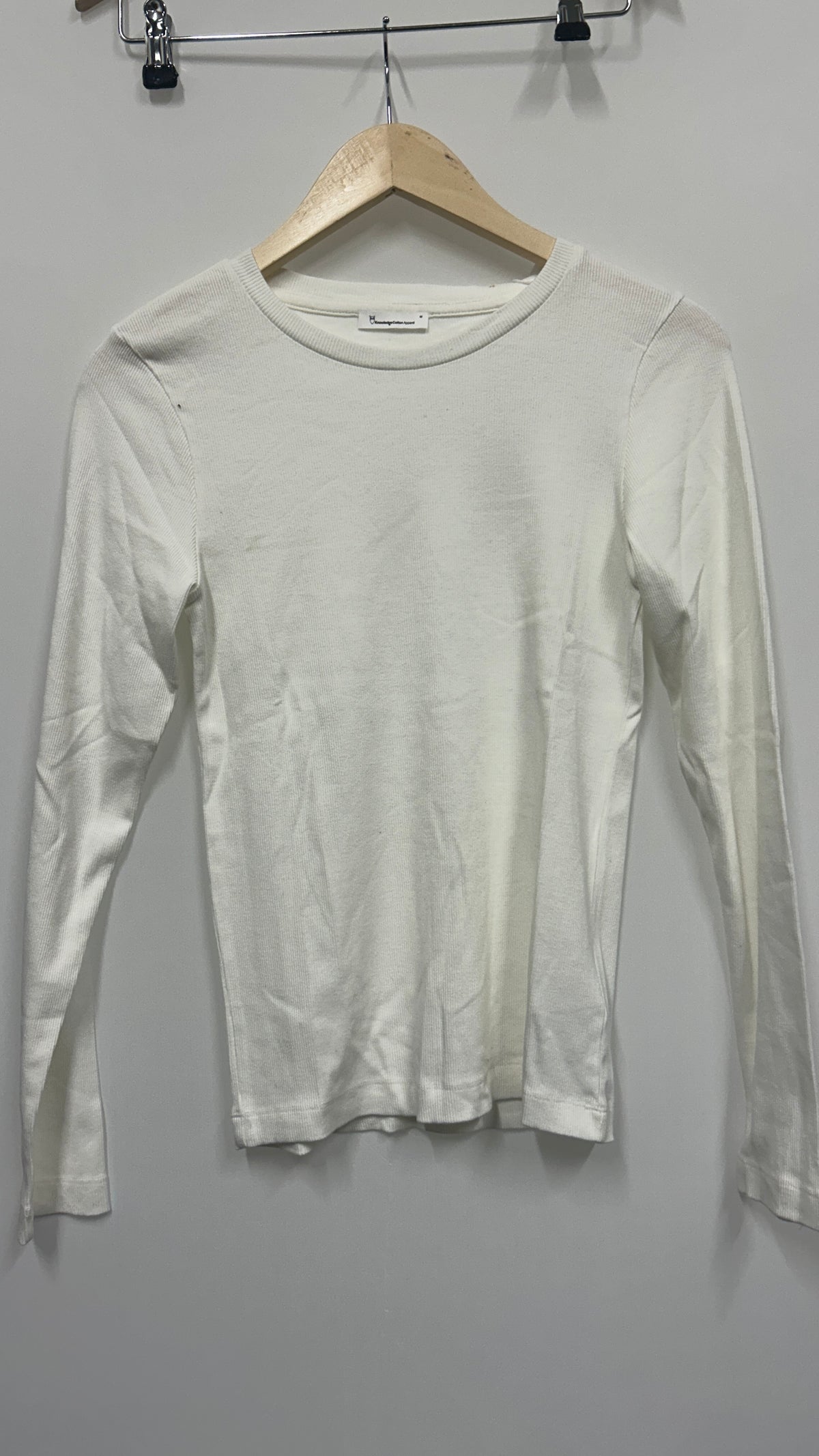 T-shirt manches longues en coton bio | blanc 'rib scoop neck long sleeved star white'