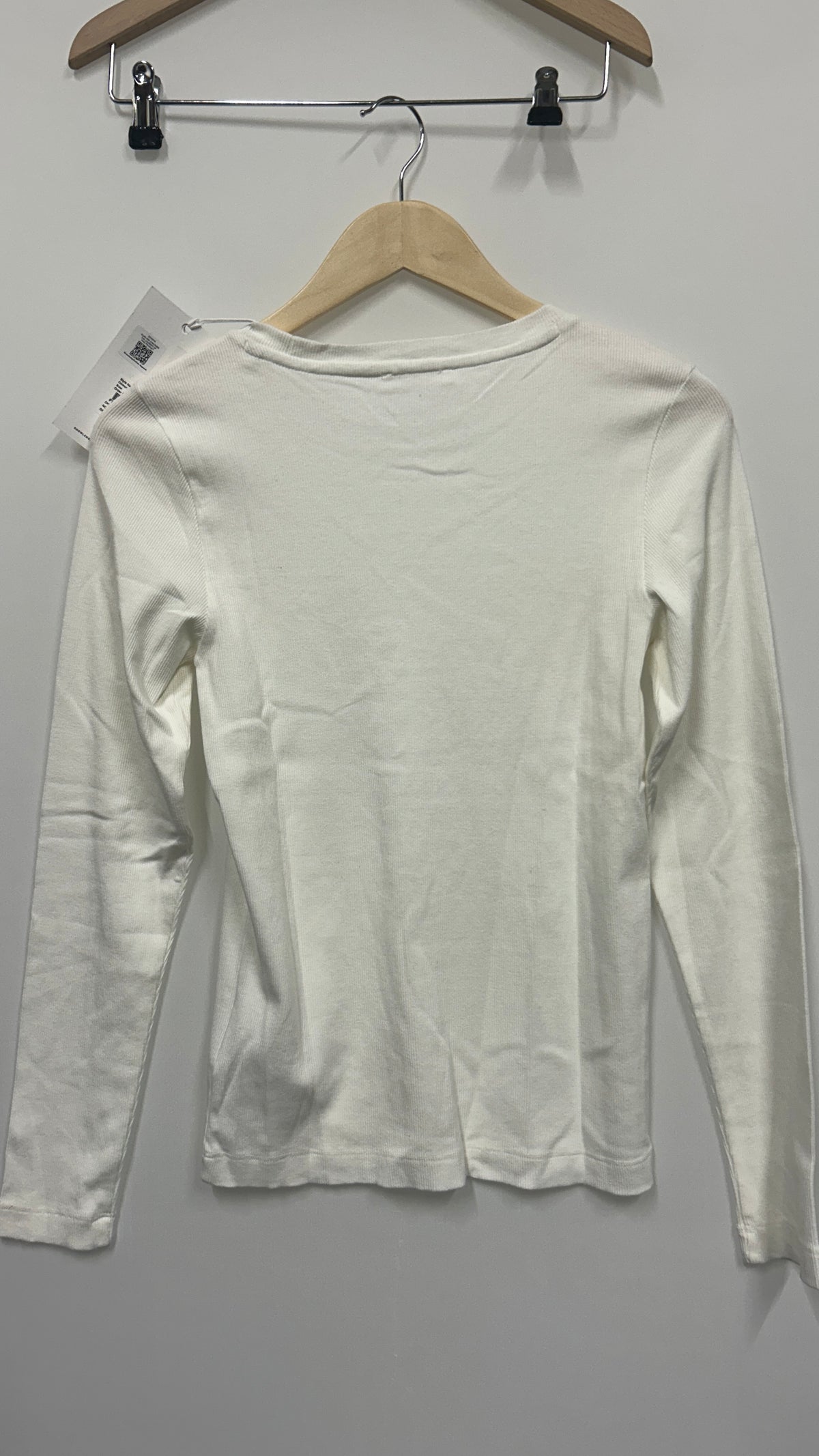 T-shirt manches longues en coton bio | blanc 'rib scoop neck long sleeved star white'