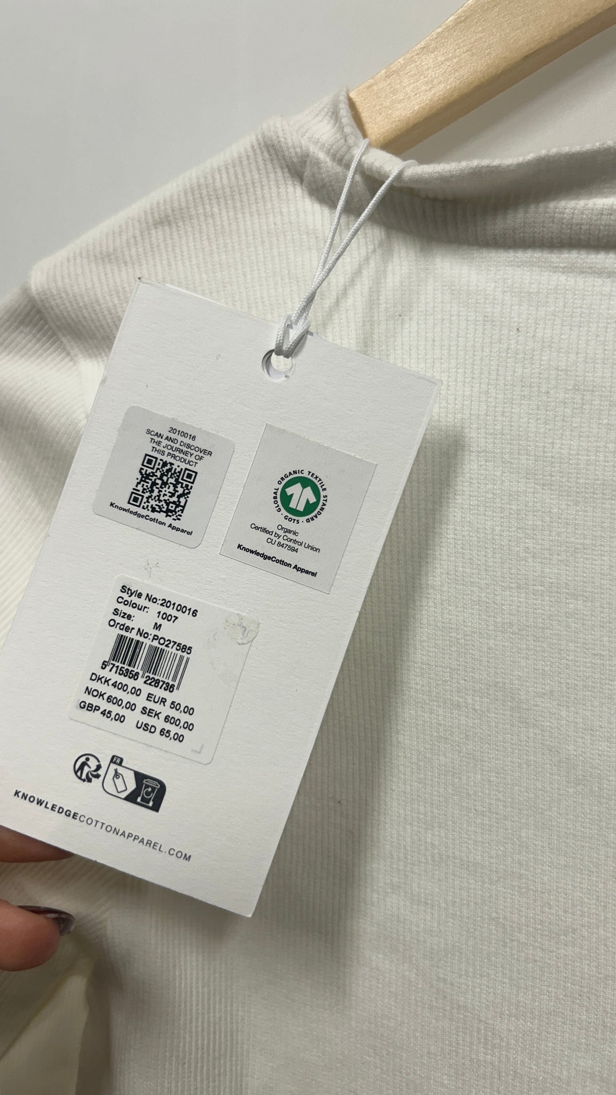 T-shirt manches longues en coton bio | blanc 'rib scoop neck long sleeved star white'