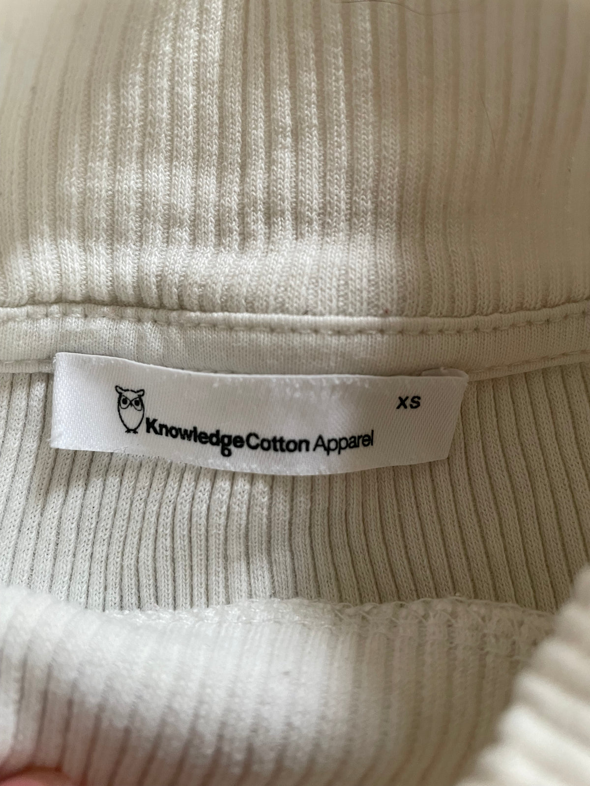 T-shirt manches longues en coton bio | Blanc 'rib high neck long sleeved snow white'