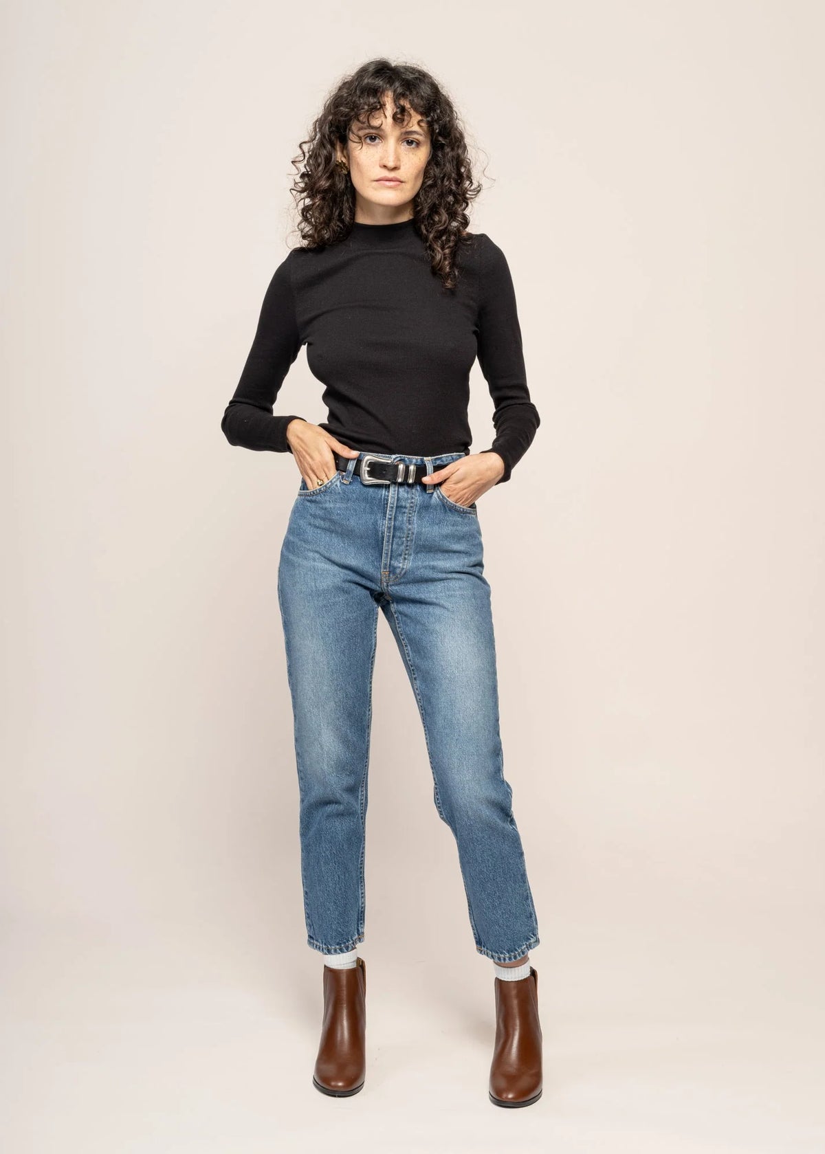 Jean mom en coton bio | Bleu délavé "breezy britt day dreamer"
