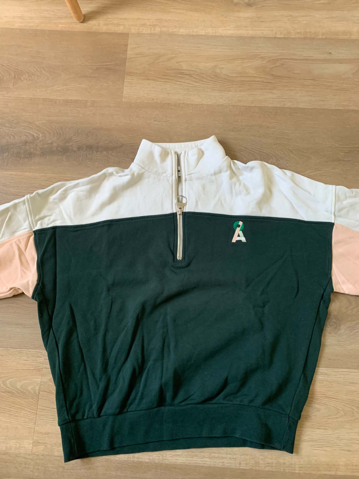 Sweat col zippé multicolore en coton bio - eminaa color block pompero-dark scarab