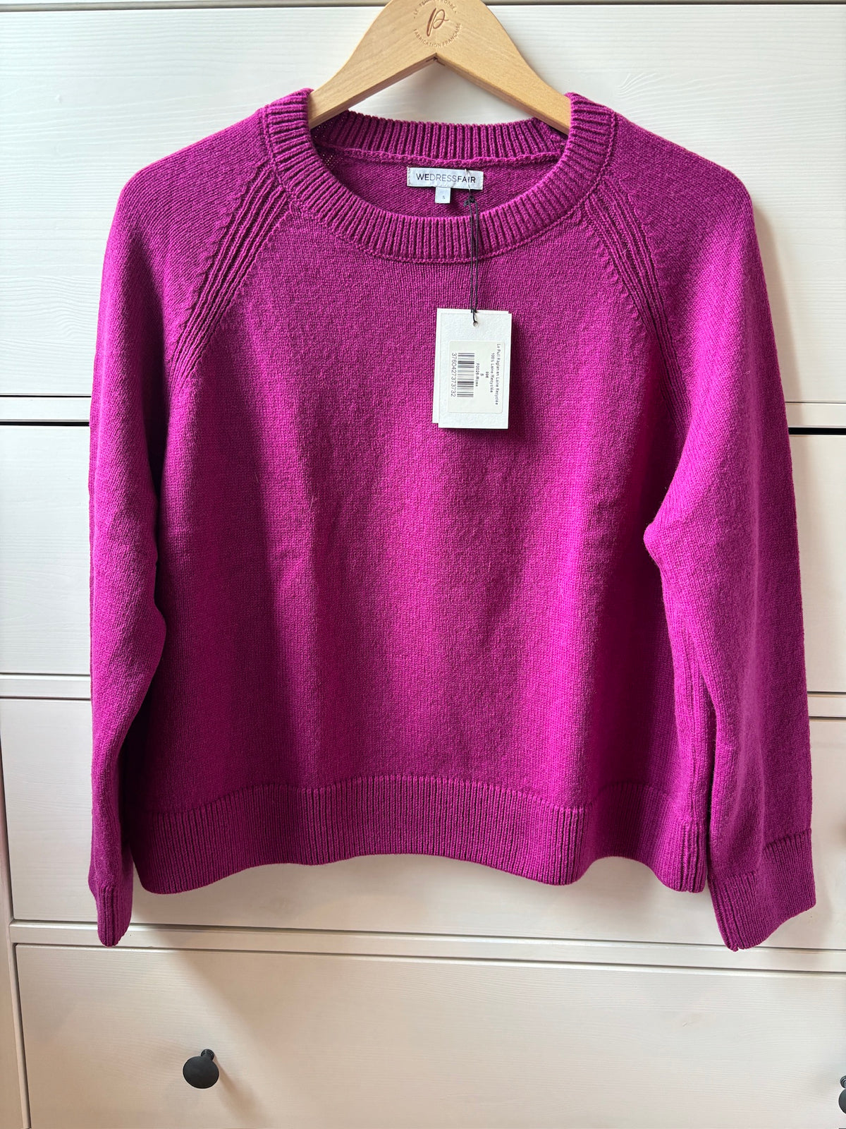 Pull boxy en laine mérinos recyclée | rose magenta