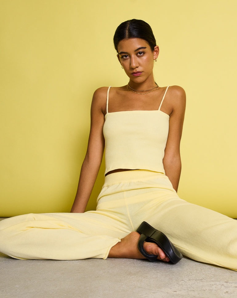 Crop top jaune clair en coton bio - sol faded lemon