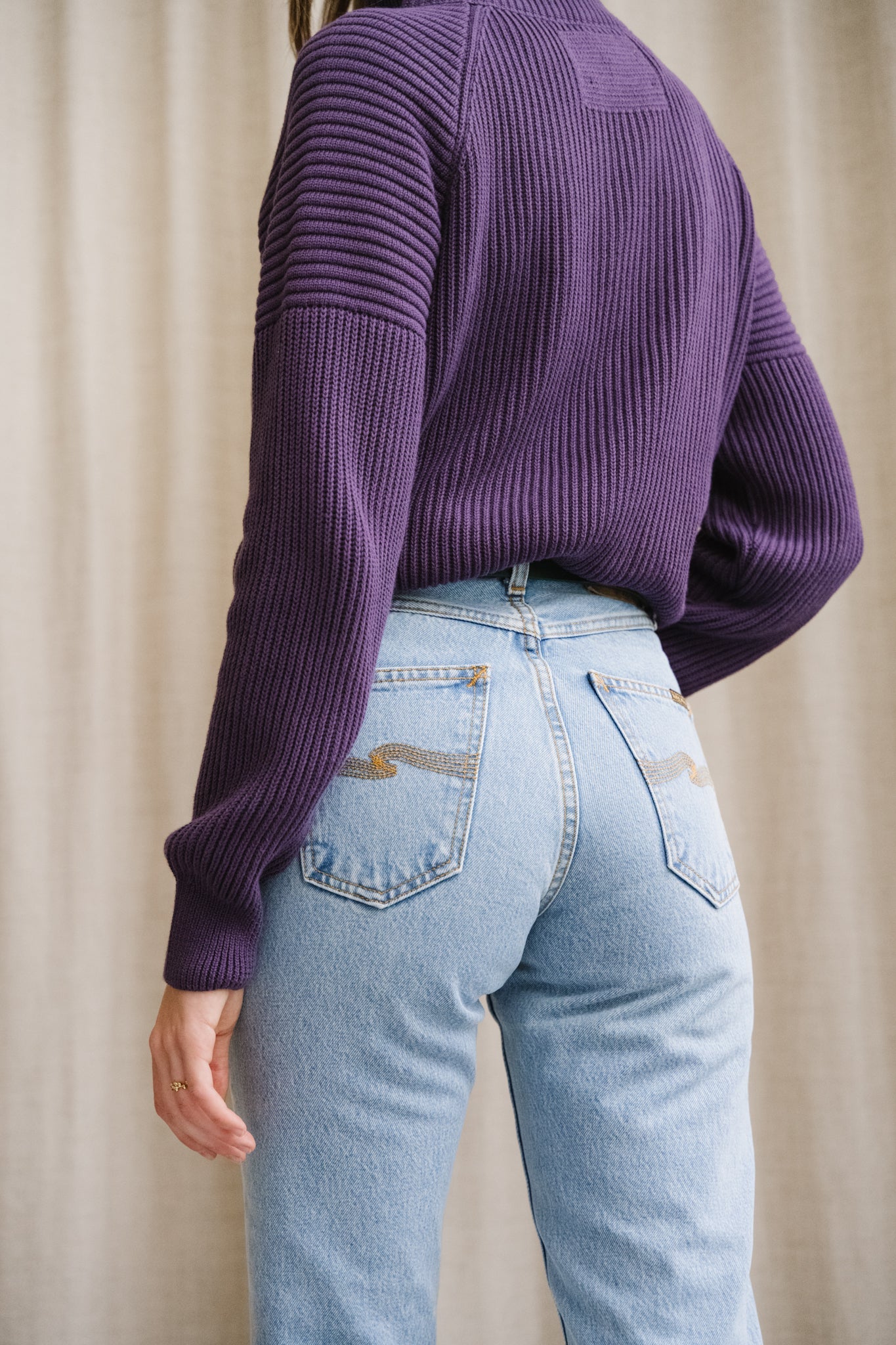 Jean mom en coton bio | bleu "breezy britt summer clouds"