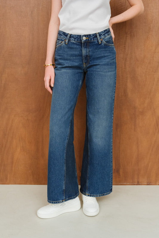 Jean taille basse évasé en coton bio | bleu "wide heidi blue days gusset - blue days gusset"