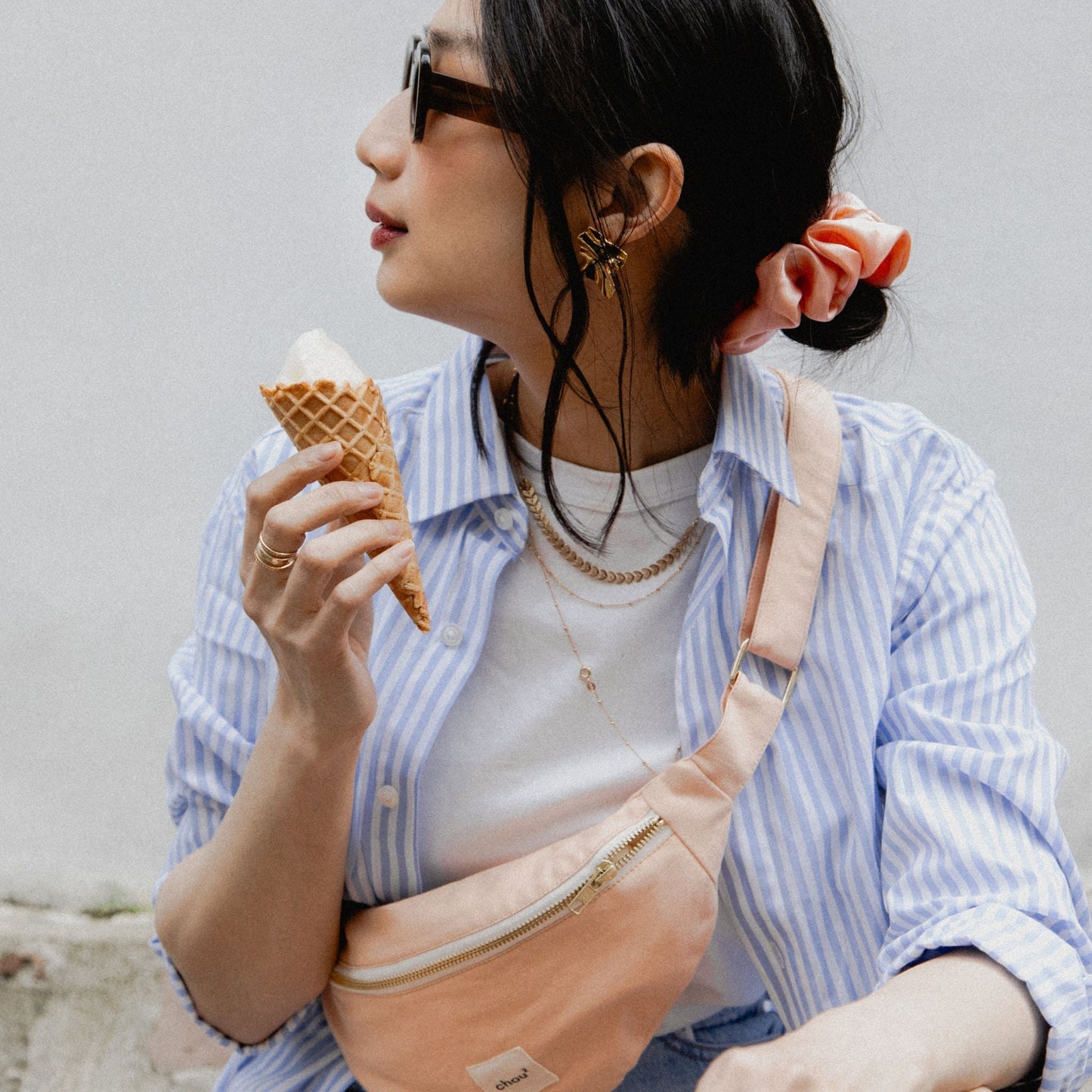 Banane made in France en coton upcyclé | orange "toile pêche"