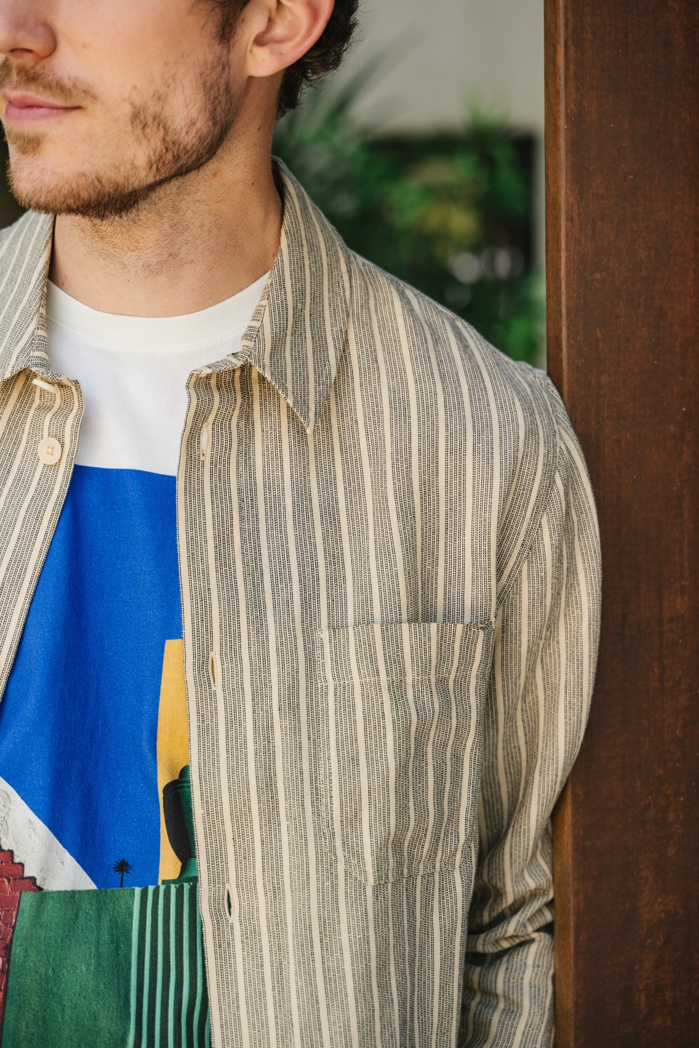 Chemise en coton bio et lin | rayé "casual shirt heavy pinstripe"
