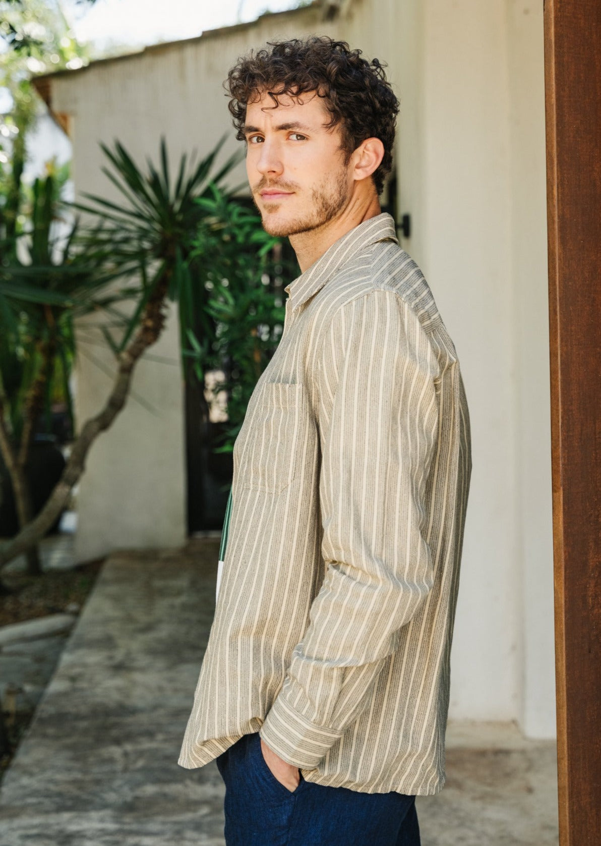 Chemise en coton bio et lin | rayé "casual shirt heavy pinstripe"