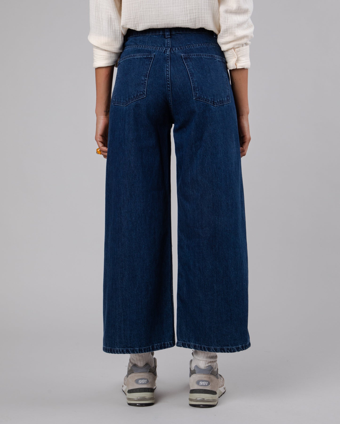 Jean ample en coton bio | bleu foncé "5 pocket pant denim blue"