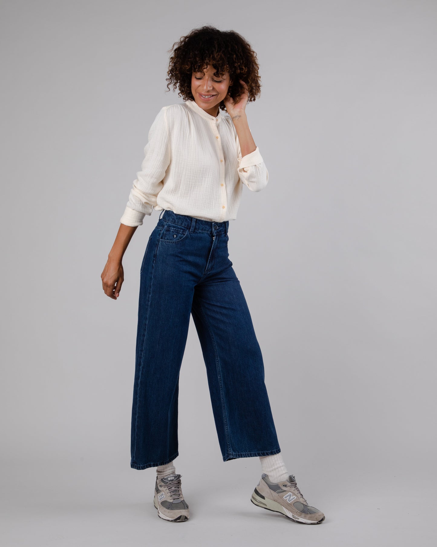 Jean ample en coton bio | bleu foncé "5 pocket pant denim blue"