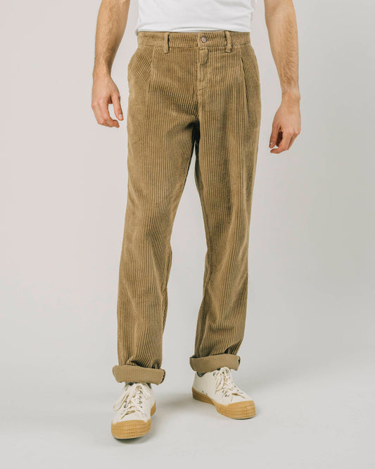 Chino oversize camel velours côtelé en coton bio - corduroy chino beige