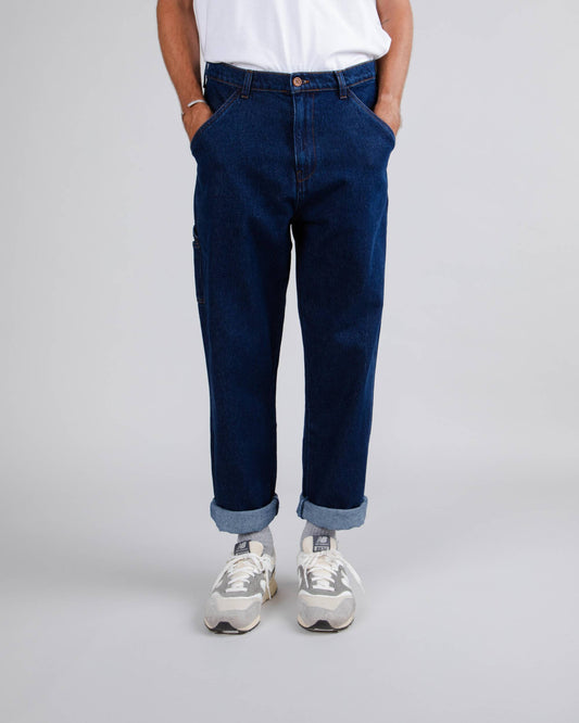 Jean cargo bleu en coton bio - workwear pants indigo