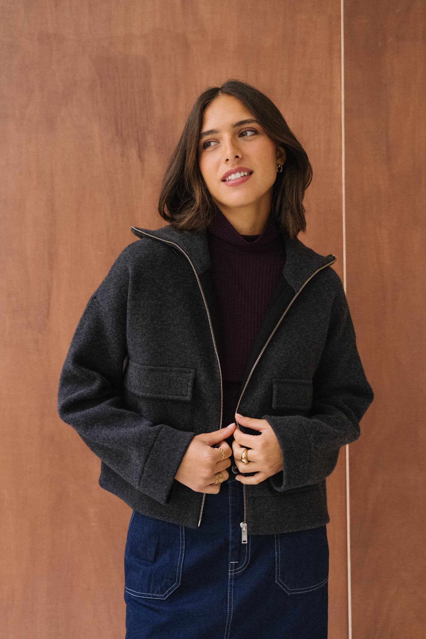 Veste en coton et laine bio | gris "joaniaas - steel melange"