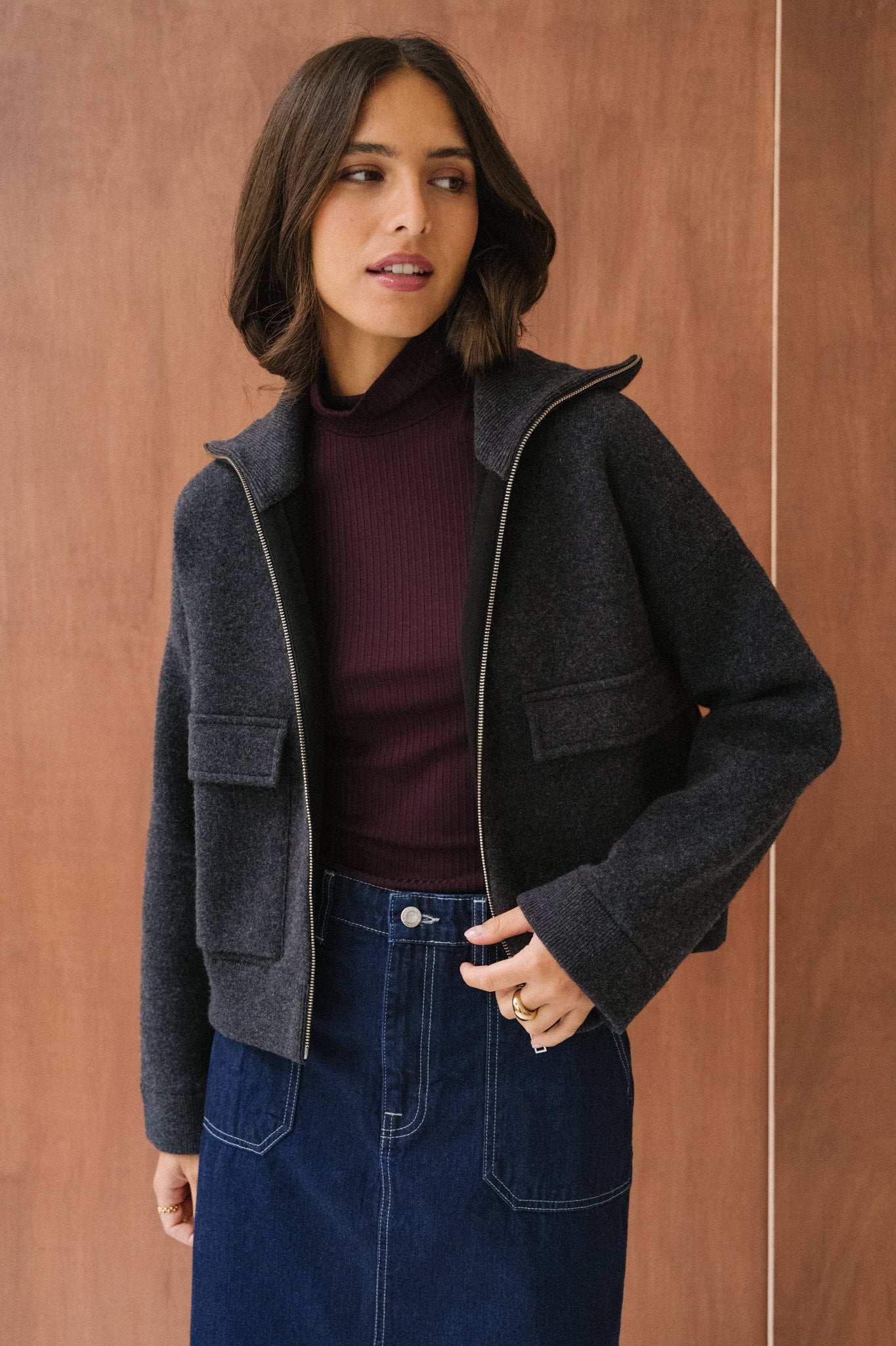 Veste en coton et laine bio | gris "joaniaas - steel melange"