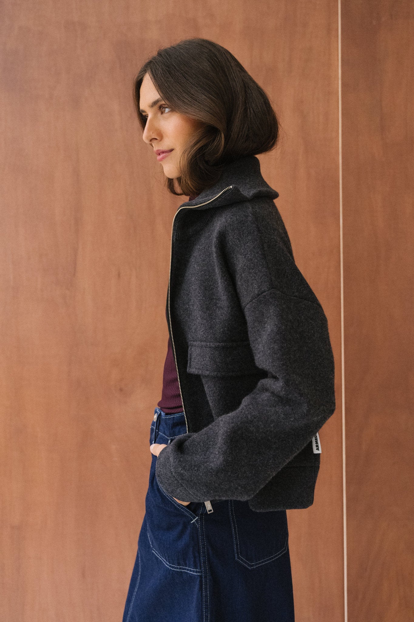 Veste en coton et laine bio | gris "joaniaas - steel melange"