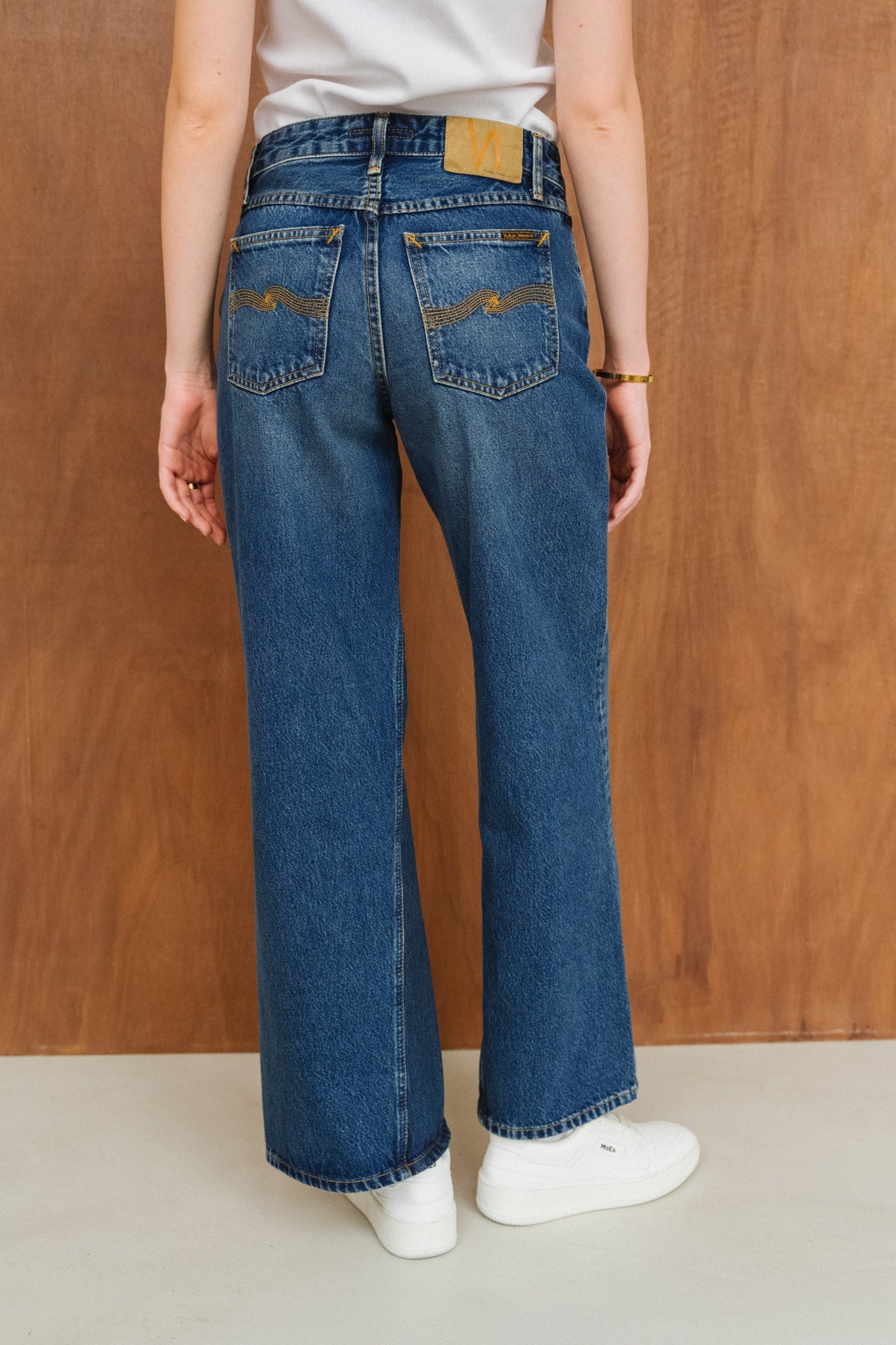 Jean taille basse évasé en coton bio | bleu "wide heidi blue days gusset - blue days gusset"
