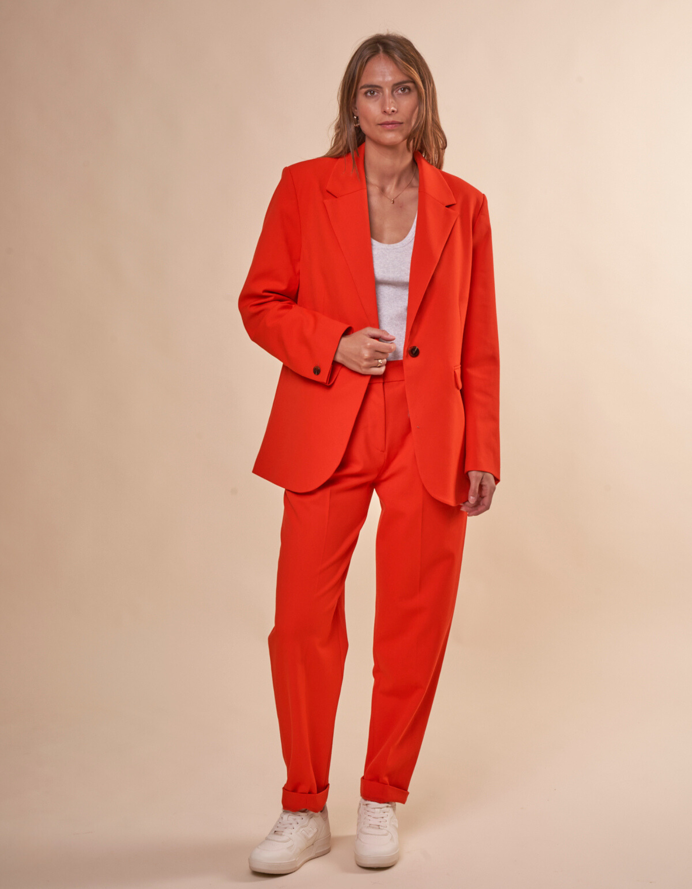 Pantalon ample en recyclé et ecovero | Orange "meme trousers orange"