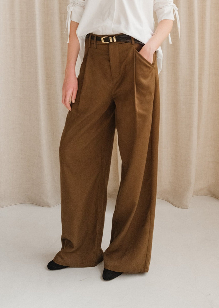 Pantalon ample en tencel | marron "oak molly pants - brown"