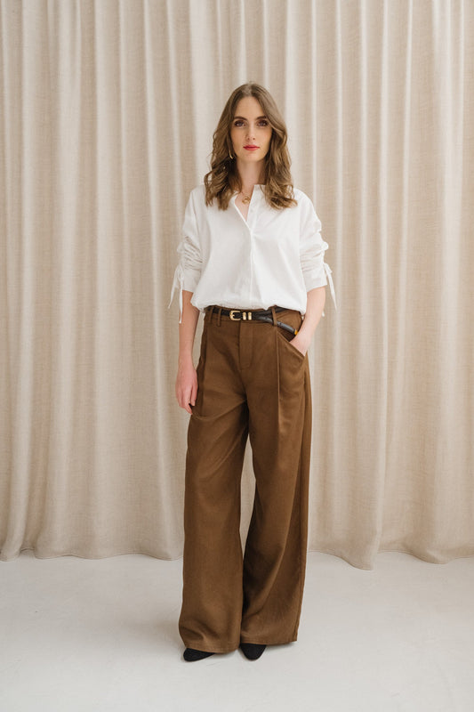 Pantalon ample en tencel | marron "oak molly pants - brown"