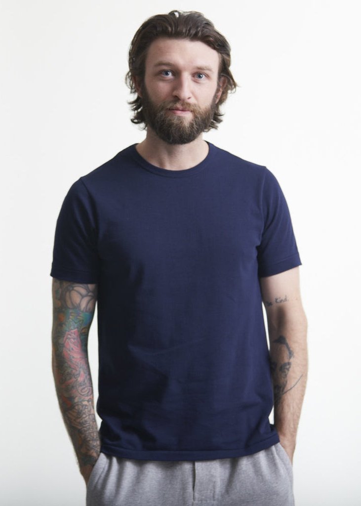 T-shirt en coton bio | bleu "men’s loopwheeled t-shirt 66 ink blue"