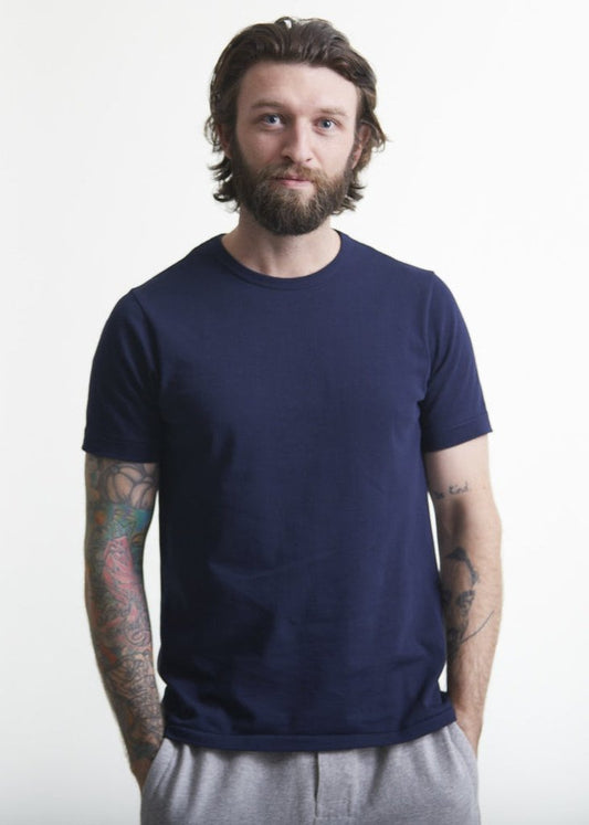 T-shirt en coton bio | bleu "men’s loopwheeled t-shirt 66 ink blue"