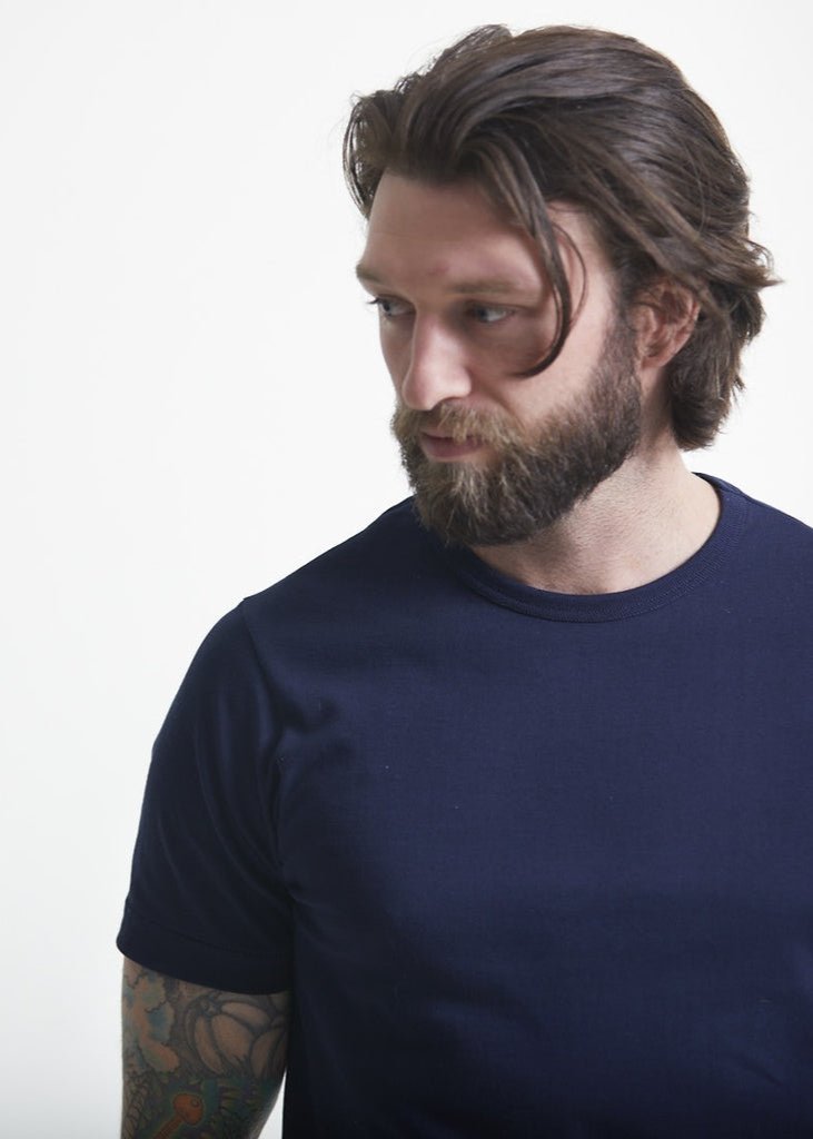 T-shirt en coton bio | bleu "men’s loopwheeled t-shirt 66 ink blue"