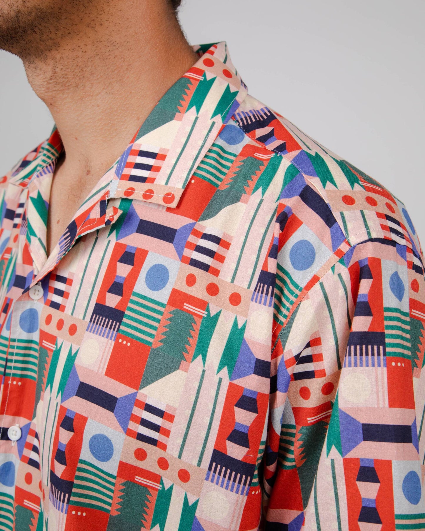 Chemisette à motifs en coton bio - artisan aloha shirt passion red