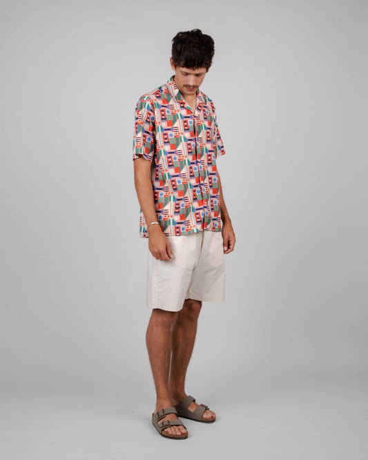 Chemisette à motifs en coton bio - artisan aloha shirt passion red