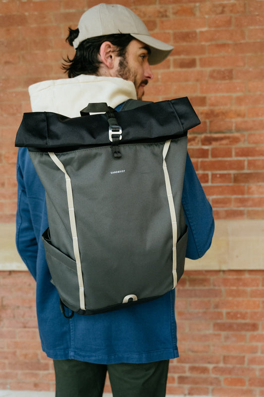 Sac à dos vegan rolltop vert en matière recyclée - arvid multi green