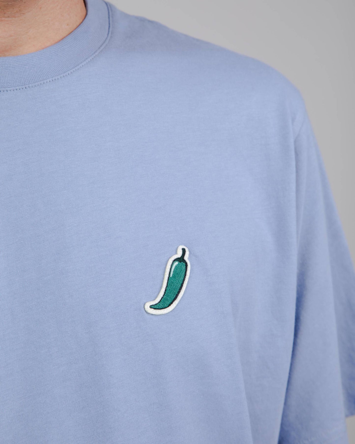 T-shirt bleu ciel imprimé en coton bio - green chilli t-shirt rain blue
