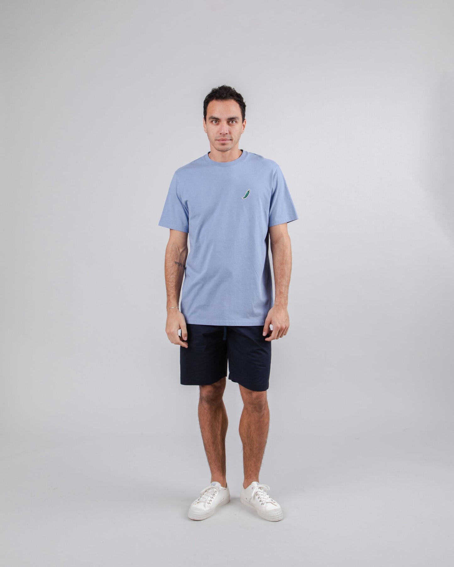 T-shirt bleu ciel imprimé en coton bio - green chilli t-shirt rain blue