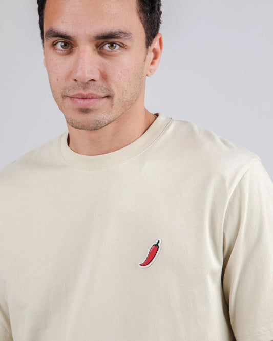 T-shirt beige avec broderie en coton bio - red chilli t-shirt sand