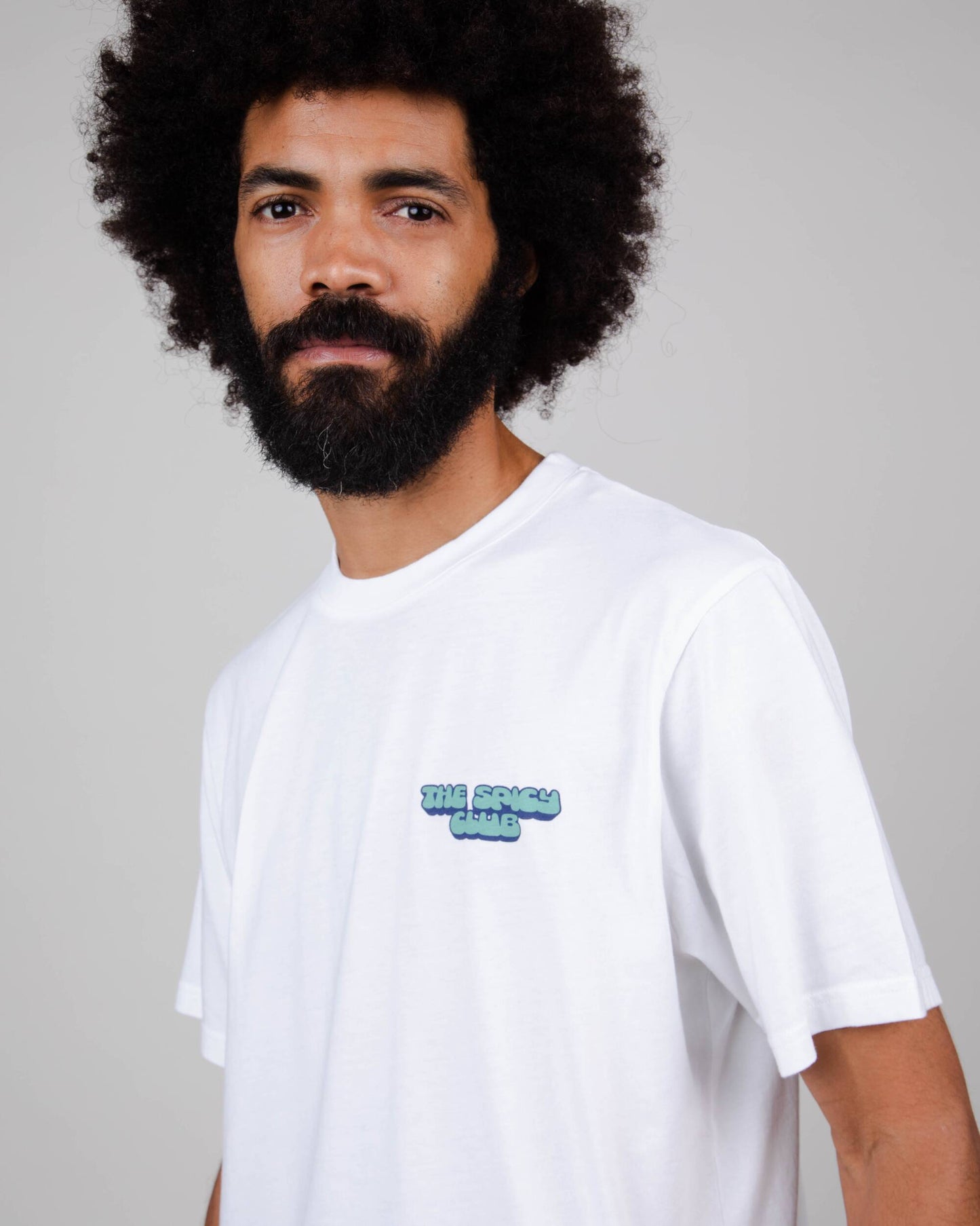 T-shirt blanc imprimé en coton bio - spicy club t-shirt white