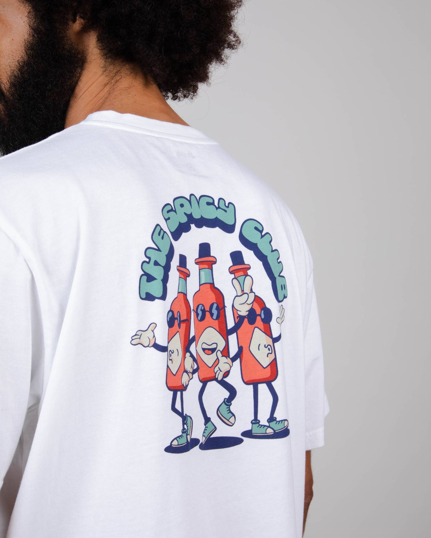 T-shirt blanc imprimé en coton bio - spicy club t-shirt white