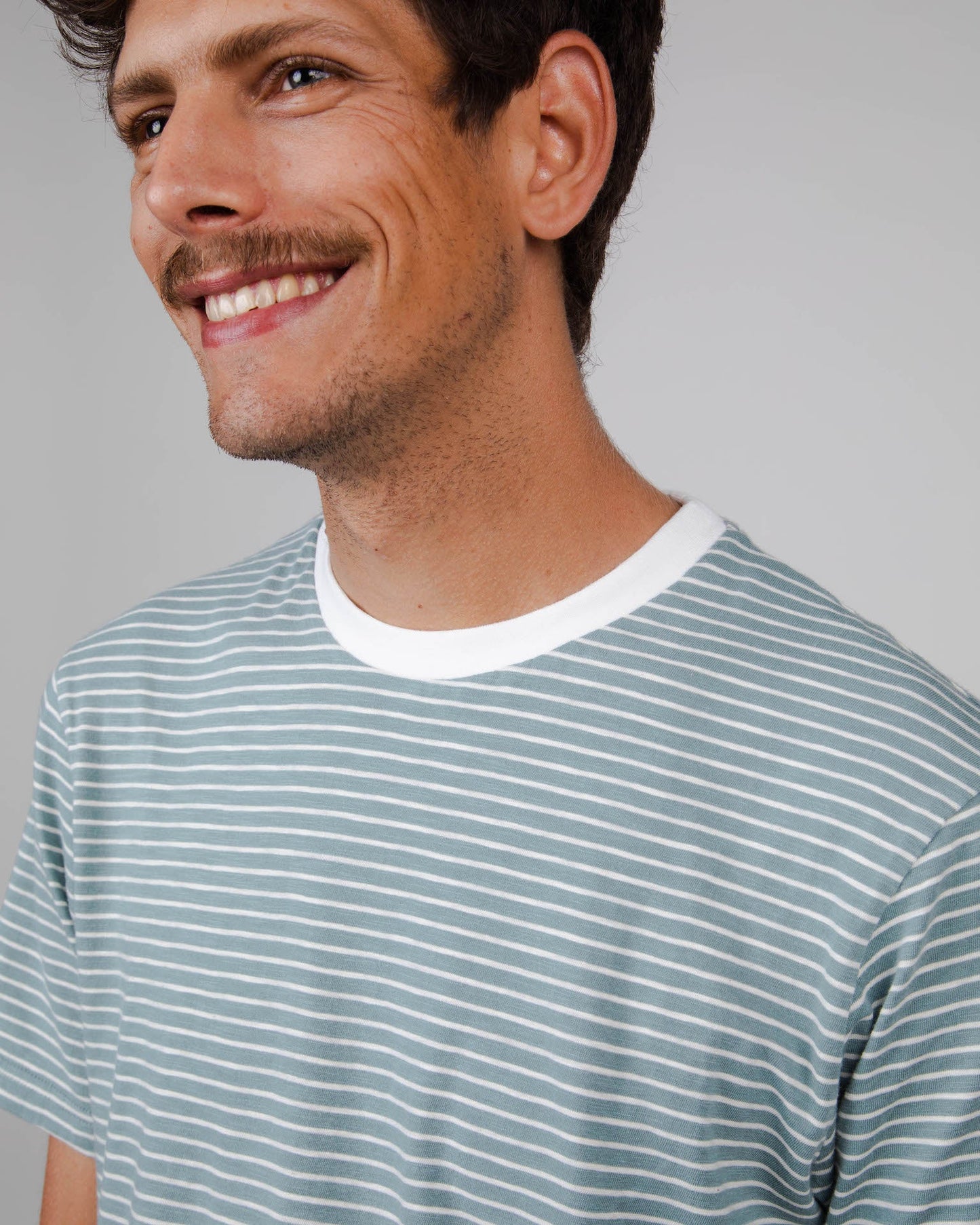 T-shirt bleu clair rayé en coton bio - stripes t-shirt storm blue