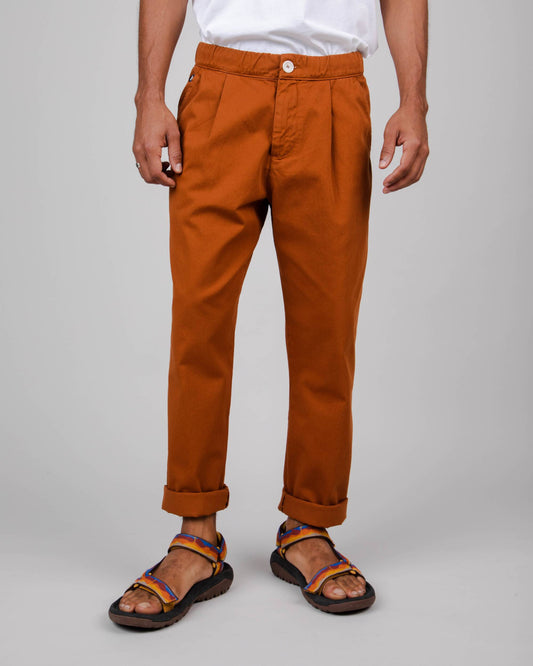Chino ample rouille en coton bio - comfort chino canela