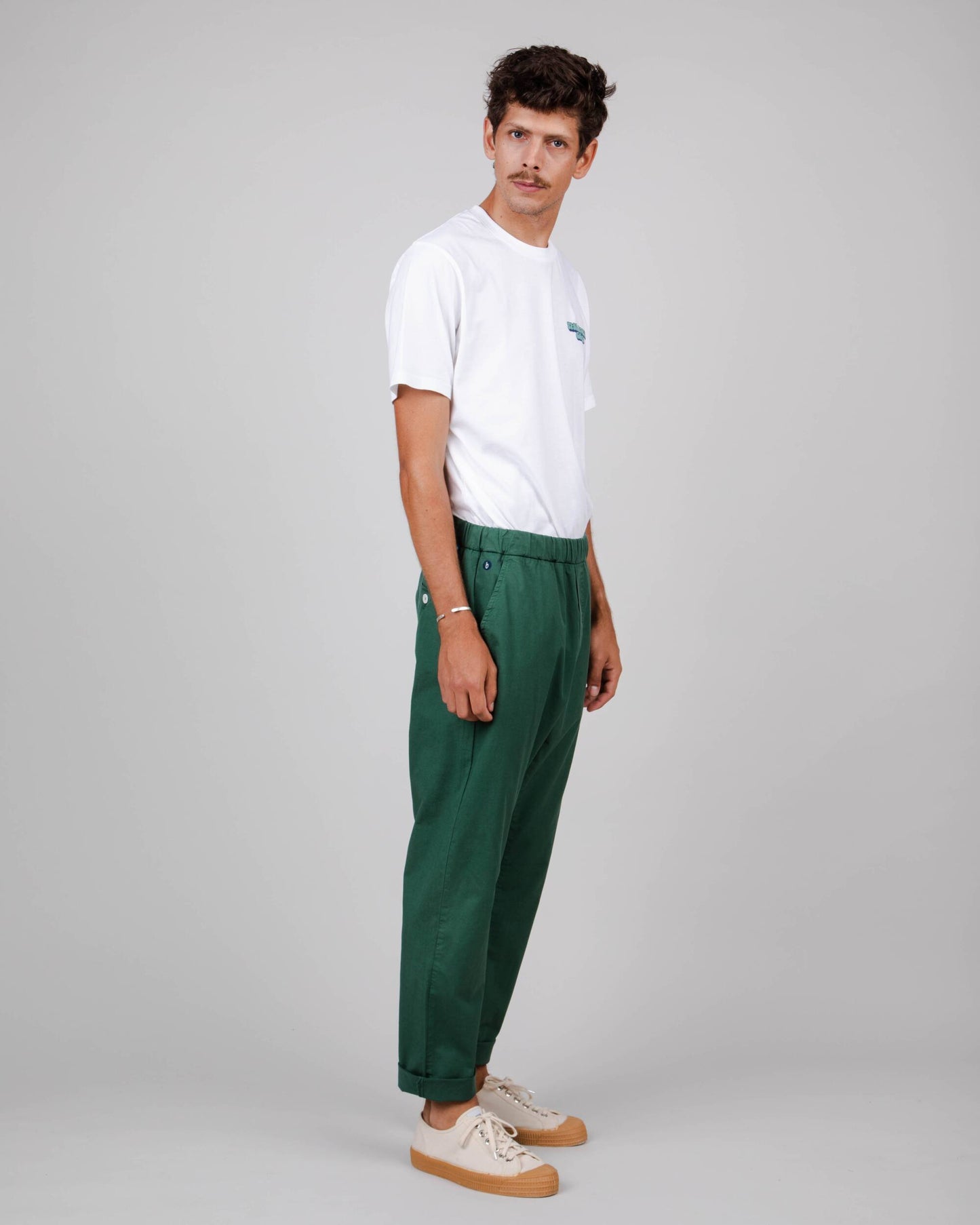 Pantalon ample vert en coton bio et lin - oversize pant morera