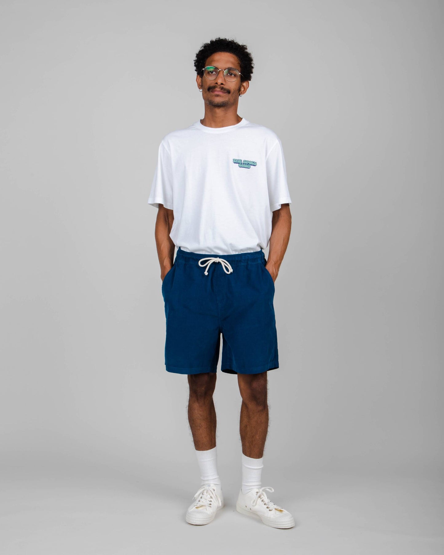 Short bleu roi en coton bio - baby cord short petrol blue