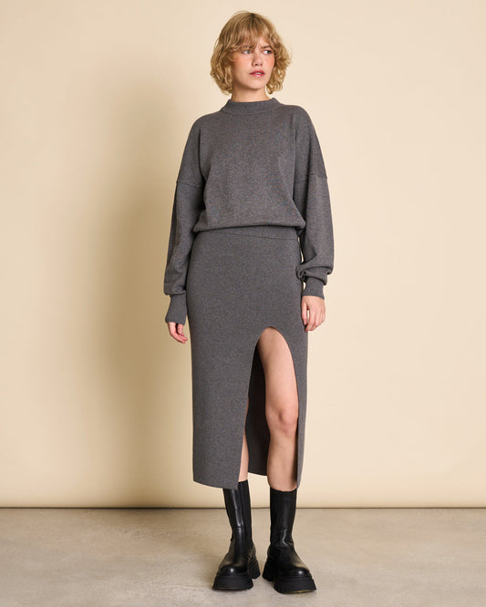 Pull oversize en coton bio | Gris "yin dark grey"